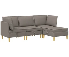 Svetainės baldų komplektas su pagalve 4 pcs Taupe Audinys