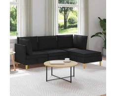 Svetainės baldų komplektas su pagalve 4 pcs Juoda Audinys