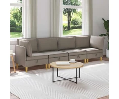 Svetainės baldų komplektas su pagalve 4 pcs Taupe Audinys