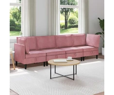 Svetainės baldų komplektas su pagalve 4 pcs Rožinė Aksomas