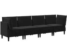 Svetainės baldų komplektas su pagalve 4 pcs Juoda Aksomas
