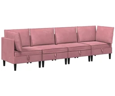 Svetainės baldų komplektas su pagalve 4 pcs Rožinė Aksomas