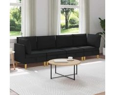 Svetainės baldų komplektas su pagalve 4 pcs Juoda Audinys