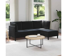 Svetainės baldų komplektas su pagalve 4 pcs Juoda Aksomas