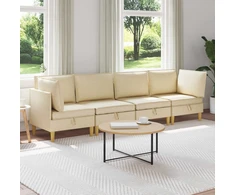 Modulinė sofa su laikymo vieta 4 pcs Kreminė Audinys