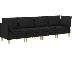 Svetainės baldų komplektas su pagalve 4 pcs Juoda Audinys