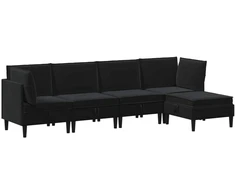 Svetainės baldų komplektas su pagalve 5 pcs Juoda Aksomas