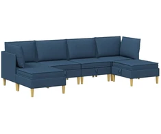 Svetainės baldų komplektas su pagalve 6 pcs Mėlyna Audinys