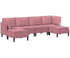 Svetainės baldų komplektas su pagalve 6 pcs Rožinė Aksomas