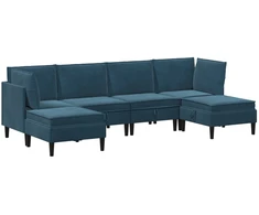 Svetainės baldų komplektas su pagalve 6 pcs Mėlyna Aksomas