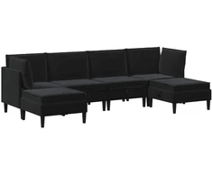 Svetainės baldų komplektas su pagalve 6 pcs Juoda Aksomas