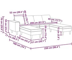 Svetainės sofa 3 vnt. Debesų pilka Poliesteris
