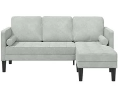 Sofa Sofos komplektas su pagalve Šviesiai pilka Poliesteris