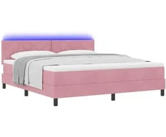 LED Čiužinio Lova su čiužiniu Rožinė 180 x 200 cm Aksomas