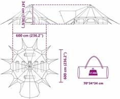 Teepee palapinė 7 asmenims 7 asmeniui Mėlyna ir Pilka