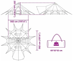 Teepee palapinė 9 žmonėms 9 asmeniui Mėlyna ir Pilka
