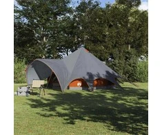 Teepee palapinė 5 žmonėms Pilka ir oranžinė 415 x 415 x 247 cm