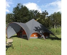 Teepee palapinė 7 asmenims Pilka ir oranžinė 600 x 600 x 347 cm