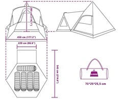 Teepee palapinė 5 žmonėms 5 asmeniui Mėlyna