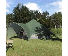 Teepee palapinė 7 asmenims Žalia ir Pilka 600 x 600 x 347 cm