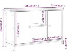 TV staliukas Televizoriaus spintelė, dūminio ąžuolo, 100x35x65cm, mediena