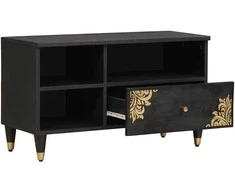Televizoriaus spintelė Juoda 80 x 33 x 46 cm Kietas mango medis