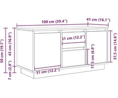 TV staliukas Televizoriaus spintelė su LED, artisano, 100x41x50 cm