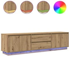 TV staliukas Televizoriaus spintelė su LED, artisano ąžuolas, 193,5x41x50 cm
