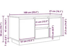 TV staliukas Televizoriaus spintelė su LED, medienos, 100x41x50 cm