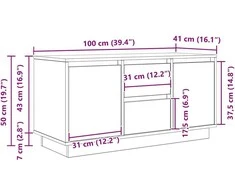 TV staliukas Televizoriaus spintelė su LED, pilka ąžuolo, 100x41x50 cm