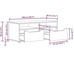 TV staliukas televizoriaus spintelė VISNES Betoninė pilka 100x40x38 cm