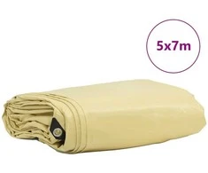 Tentinis audinys 650g / m² Smėlio 5 x 7 m Drobė su PVC danga