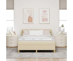 Kiemas lova su čiužiniu Kreminė 140 x 200 cm audinys