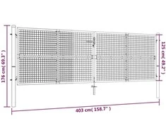 Tinkliniai sodo vartai, pilki, 400x175cm, galvanizuotas plienas