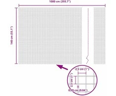 Suvirintas vielos tvora žemės tvirtinimas 10 x 1,4 m Žalia