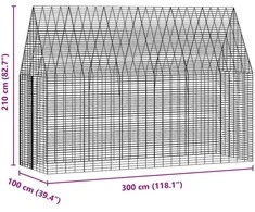 Triušių narvas Sidabro 300 x 100 x 210 cm Cinkuota plienas