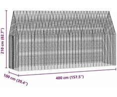 Triušių narvas Sidabro 400 x 100 x 210 cm Cinkuota plienas