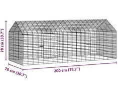 Triušių narvas Sidabro 200 x 78 x 78 cm Cinkuota plienas
