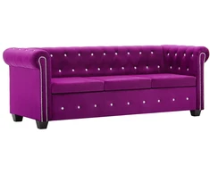 Triv. Chesterfield sofa, aksominis apmuš., 199x75x72cm, violet.