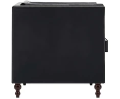 Trivietė Chesterfield sofa, juoda, dirbtinės odos apmušalas