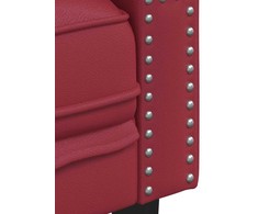 Trivietė chesterfield sofa, raudonojo vyno sp., dirbtinė oda