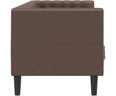 Trivietė chesterfield sofa, rudos spalvos, dirbtinė oda