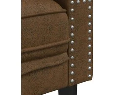 Trivietė chesterfield sofa su pagalvėlėmis, ruda, dirbtinė oda