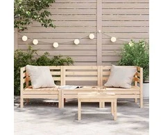 Trivietė sodo sofa, pušies medienos masyvas