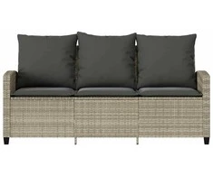 Trivietė sodo sofa su pagalvėlėmis ir staliuku, šviesiai pilka