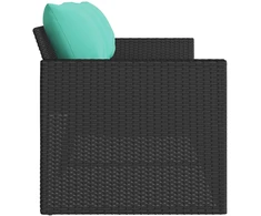 Trivietė sodo sofa su pagalvėlėmis, juodos spalvos, poliratanas