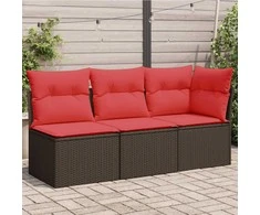 Sodo sofa su pagalvėlėmis, 3 sėdimos vietos, ruda, polirotangas
