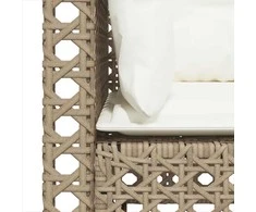 Trivietė sodo sofa su pagalvėlėmis, smėlio spalvos, poliratanas