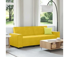 Trivietė sofa, geltona, 220x78x84 cm, aksomas