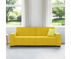 Trivietė sofa, geltona, 220x78x84 cm, aksomas